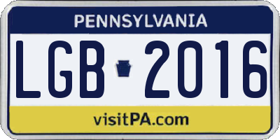 PA license plate LGB2016