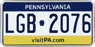 PA license plate LGB2076