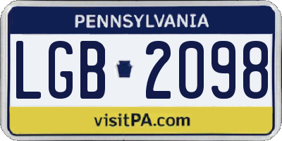 PA license plate LGB2098