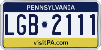 PA license plate LGB2111