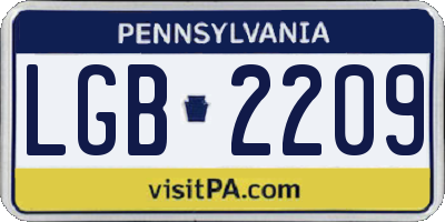 PA license plate LGB2209