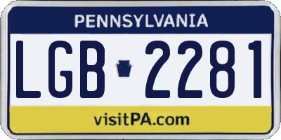 PA license plate LGB2281