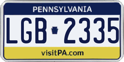 PA license plate LGB2335