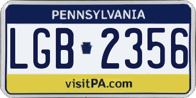 PA license plate LGB2356