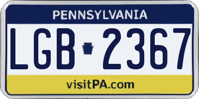 PA license plate LGB2367
