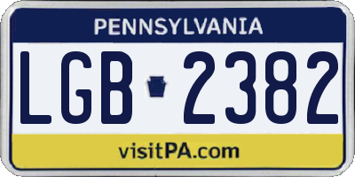 PA license plate LGB2382