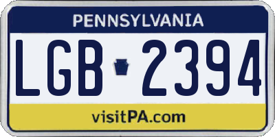 PA license plate LGB2394