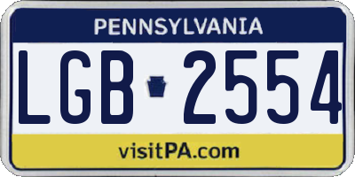 PA license plate LGB2554