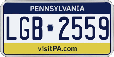 PA license plate LGB2559