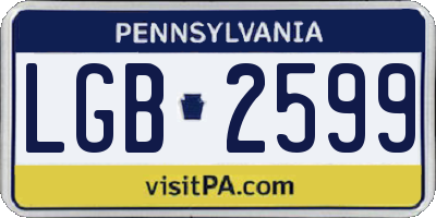 PA license plate LGB2599