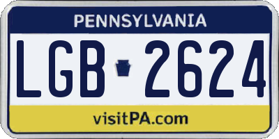 PA license plate LGB2624