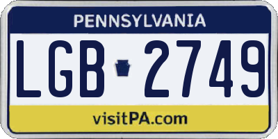 PA license plate LGB2749