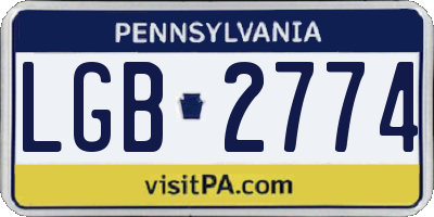 PA license plate LGB2774