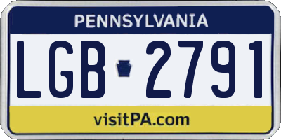 PA license plate LGB2791