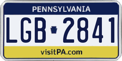 PA license plate LGB2841