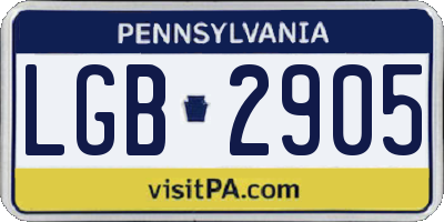 PA license plate LGB2905