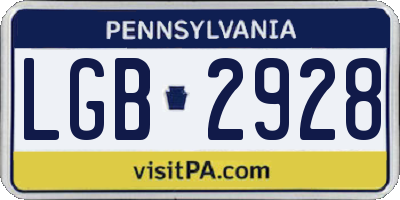PA license plate LGB2928