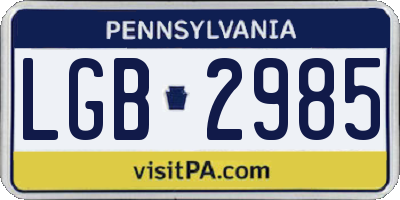 PA license plate LGB2985