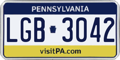 PA license plate LGB3042