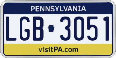 PA license plate LGB3051