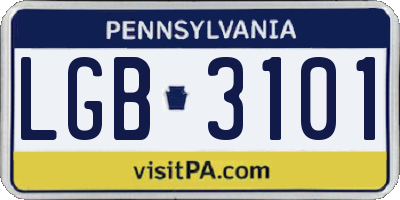 PA license plate LGB3101