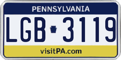 PA license plate LGB3119