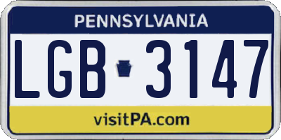 PA license plate LGB3147