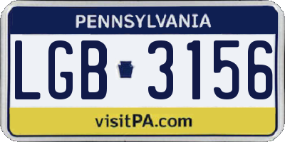 PA license plate LGB3156