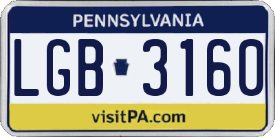 PA license plate LGB3160