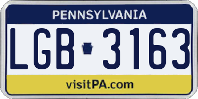 PA license plate LGB3163