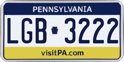 PA license plate LGB3222