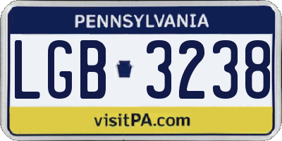 PA license plate LGB3238