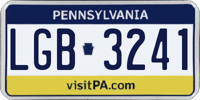 PA license plate LGB3241