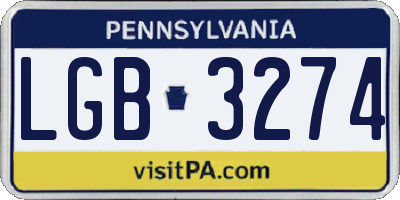 PA license plate LGB3274