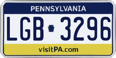 PA license plate LGB3296