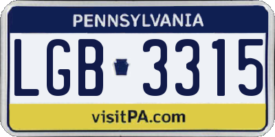 PA license plate LGB3315
