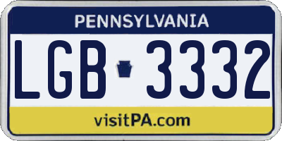 PA license plate LGB3332