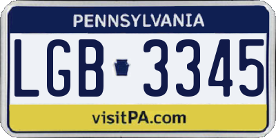 PA license plate LGB3345