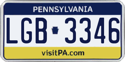 PA license plate LGB3346