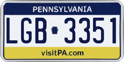 PA license plate LGB3351
