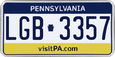 PA license plate LGB3357