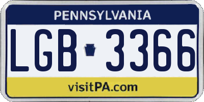 PA license plate LGB3366