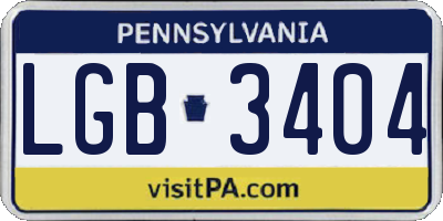 PA license plate LGB3404