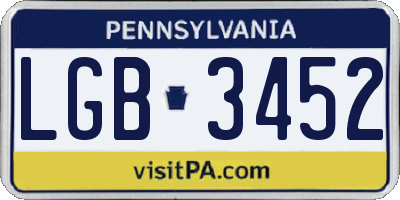 PA license plate LGB3452