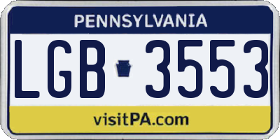 PA license plate LGB3553