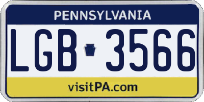 PA license plate LGB3566