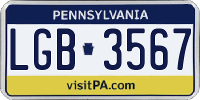 PA license plate LGB3567