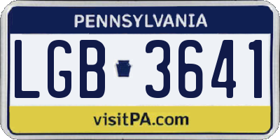 PA license plate LGB3641