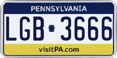 PA license plate LGB3666