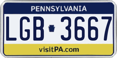 PA license plate LGB3667